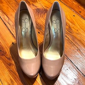 Jessica Simpson Patent Leather Nude Platform Pumps